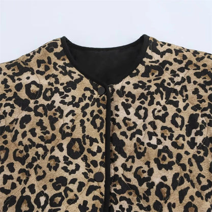 LVSANW PB&ZA 2024 early autumn new women's fashion animal print round neck long sleeve single-breasted cotton jacket coat