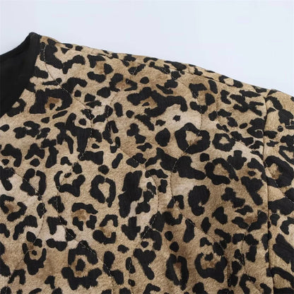 LVSANW PB&ZA 2024 early autumn new women's fashion animal print round neck long sleeve single-breasted cotton jacket coat