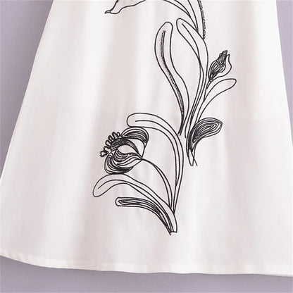 LVSANW PB&ZA2025 Summer New Product Casual Women's Fashion Versatile High Waist Slimming Contrast Embroidered Half skirt