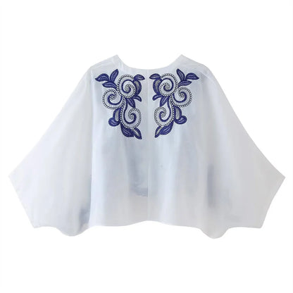 LVSANW PB&ZA2025 Summer New Product Women's Wear European and American Style Contrast Embroidered Shirt Half Skirt Set