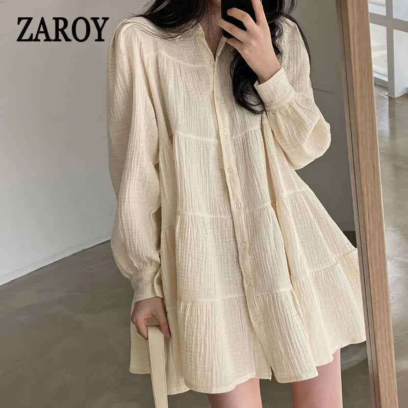 LVSANW PLAZSON Blouses camisas blusa mujer moda Long Sleeve Blouse Spring Vintage Female Elegant Casual French Shirts Women Clothes