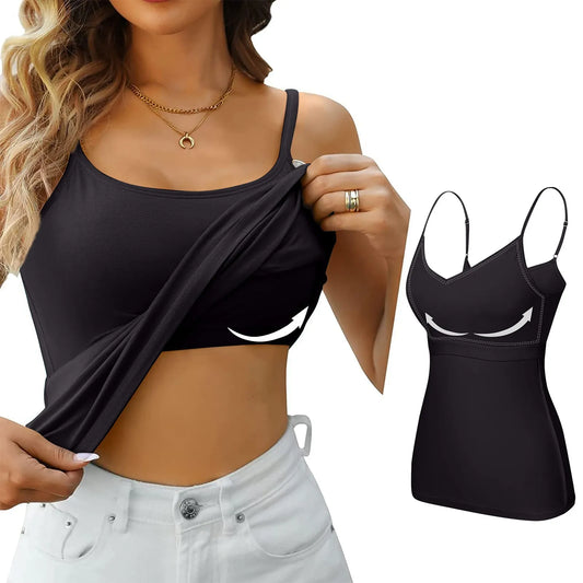 LVSANW Padded Bra Tank Top Women Modal Spaghetti Solid Cami Top Vest Female Adjustable Camisole With Built In Bra Fitness Clothing