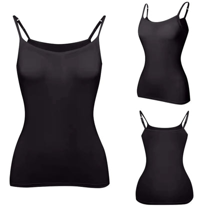 LVSANW Padded Bra Tank Top Women Modal Spaghetti Solid Cami Top Vest Female Adjustable Camisole With Built In Bra Fitness Clothing