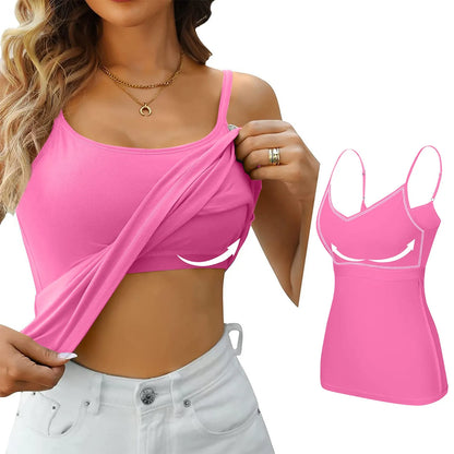 LVSANW Padded Bra Tank Top Women Modal Spaghetti Solid Cami Top Vest Female Adjustable Camisole With Built In Bra Fitness Clothing