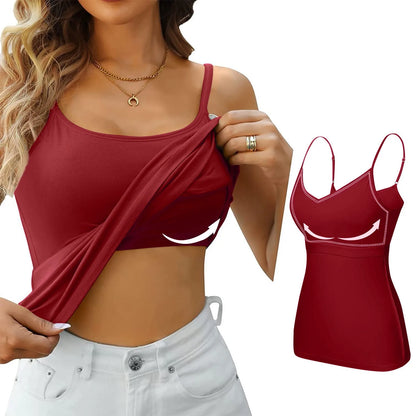 LVSANW Padded Bra Tank Top Women Modal Spaghetti Solid Cami Top Vest Female Adjustable Camisole With Built In Bra Fitness Clothing