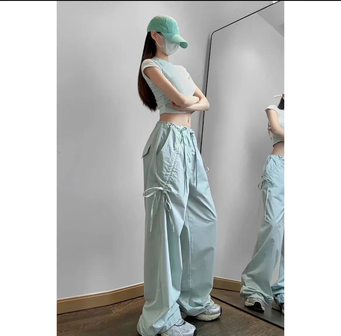 LVSANW Parachute Pants with Bow-knot for Women, Stylish and Comfortable Loose-Fitting Cargo Pants Y2k Pants