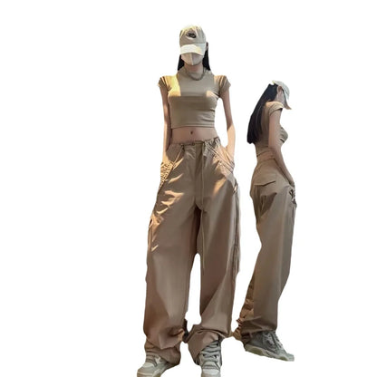 LVSANW Parachute Pants with Bow-knot for Women, Stylish and Comfortable Loose-Fitting Cargo Pants Y2k Pants