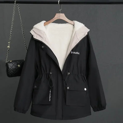 LVSANW Petite Fleece-lined Thickened Women's Jacket Autumn/winter 2024 New Style Korean Version Versatile Casual Cropped Loose-fit Coat