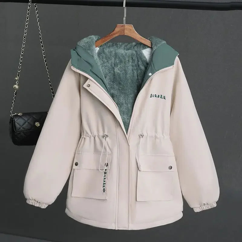 LVSANW Petite Fleece-lined Thickened Women's Jacket Autumn/winter 2024 New Style Korean Version Versatile Casual Cropped Loose-fit Coat