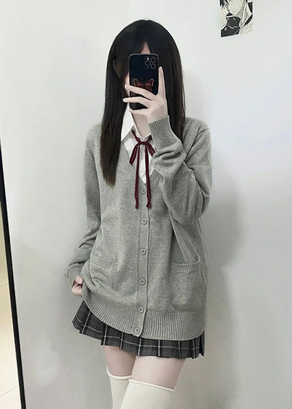 LVSANW Pink Blue Black Cute Jk Sweater Knitted Cardigan Female Original Japanese Jacket Uniform School Supply Feeling Lazy Style