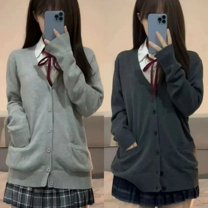 LVSANW Pink Blue Black Cute Jk Sweater Knitted Cardigan Female Original Japanese Jacket Uniform School Supply Feeling Lazy Style