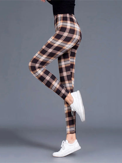 LVSANW Plaid Leggings Women Sexy Pants Push Up Leggings Fashion Fitness Leggins Gym Sporting High Waist Trousers