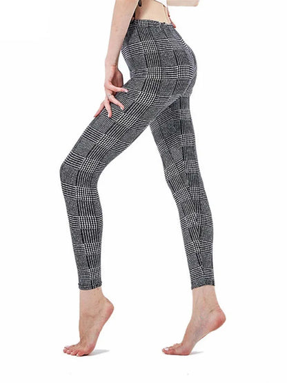 LVSANW Plaid Leggings Women Sexy Pants Push Up Leggings Fashion Fitness Leggins Gym Sporting High Waist Trousers