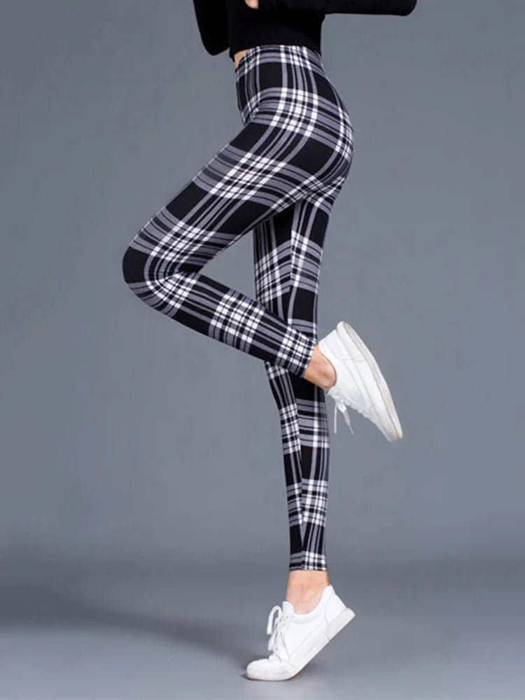 LVSANW Plaid Leggings Women Sexy Pants Push Up Leggings Fashion Fitness Leggins Gym Sporting High Waist Trousers