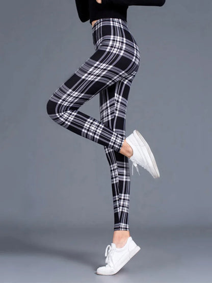 LVSANW Plaid Leggings Women Sexy Pants Push Up Leggings Fashion Fitness Leggins Gym Sporting High Waist Trousers