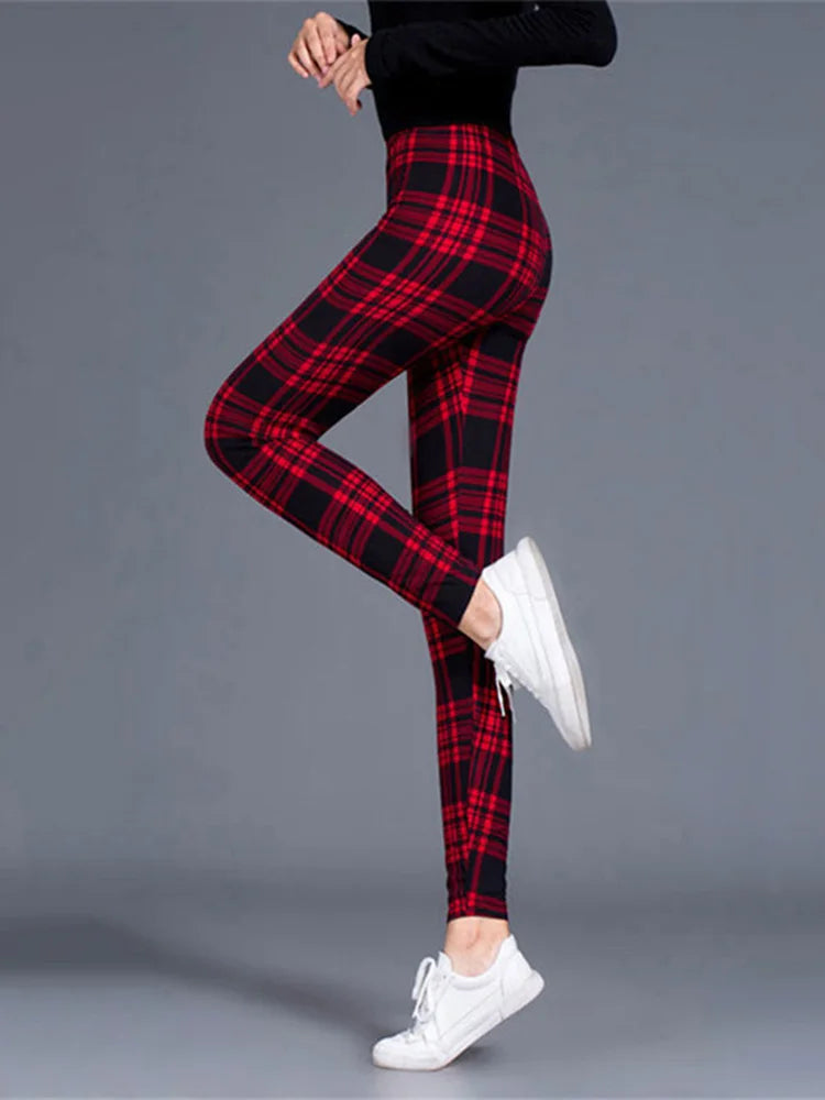 LVSANW Plaid Leggings Women Sexy Pants Push Up Leggings Fashion Fitness Leggins Gym Sporting High Waist Trousers