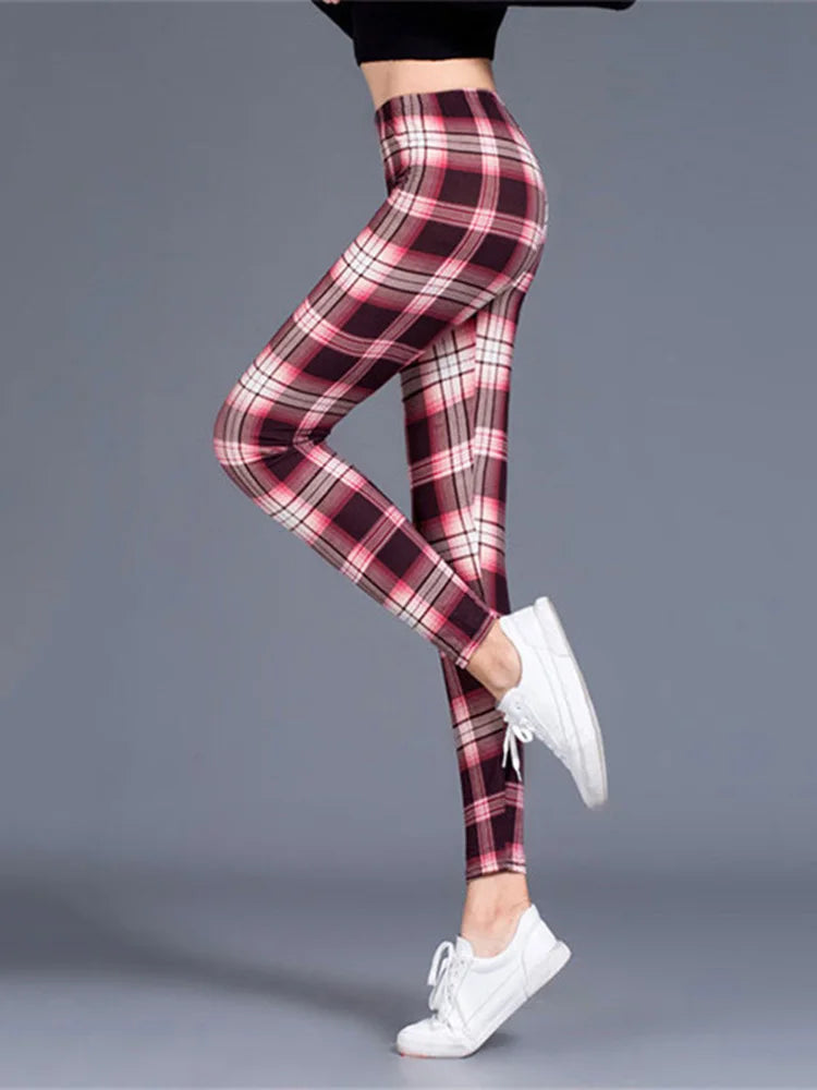 LVSANW Plaid Leggings Women Sexy Pants Push Up Leggings Fashion Fitness Leggins Gym Sporting High Waist Trousers