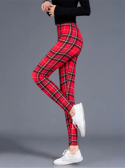 LVSANW Plaid Leggings Women Sexy Pants Push Up Leggings Fashion Fitness Leggins Gym Sporting High Waist Trousers