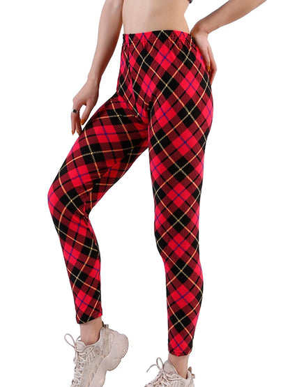 LVSANW Plaid Leggings Women Sexy Pants Push Up Leggings Fashion Fitness Leggins Gym Sporting High Waist Trousers