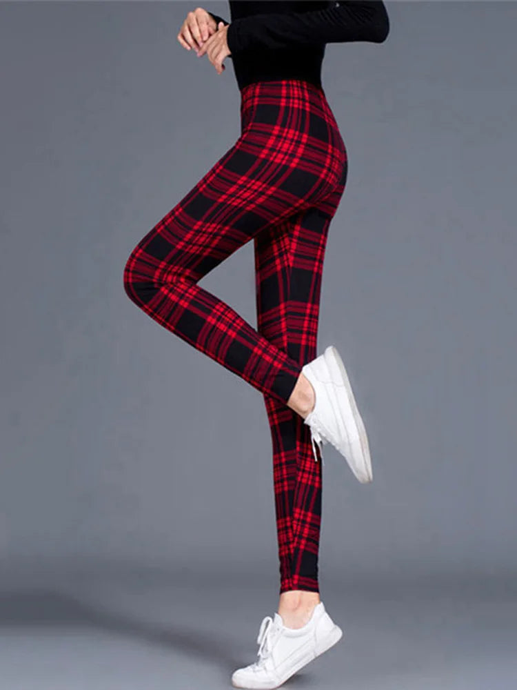 LVSANW Plaid Leggings Women Sexy Pants Push Up Leggings Fashion Fitness Leggins Gym Sporting High Waist Trousers