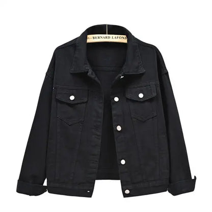 LVSANW Pure Color Women's Denim Jacket Single-breasted Lapel Coat Fashion Casual Tops Green Black Red Blue Outerwear Female Overcoat