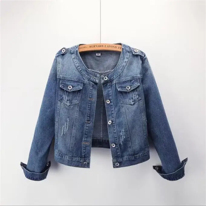 LVSANW Pure Color Women's Denim Jacket Single-breasted Lapel Coat Fashion Casual Tops Green Black Red Blue Outerwear Female Overcoat