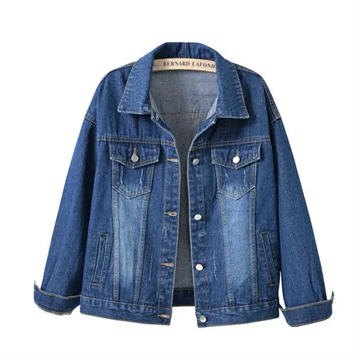 LVSANW Pure Color Women's Denim Jacket Single-breasted Lapel Coat Fashion Casual Tops Green Black Red Blue Outerwear Female Overcoat