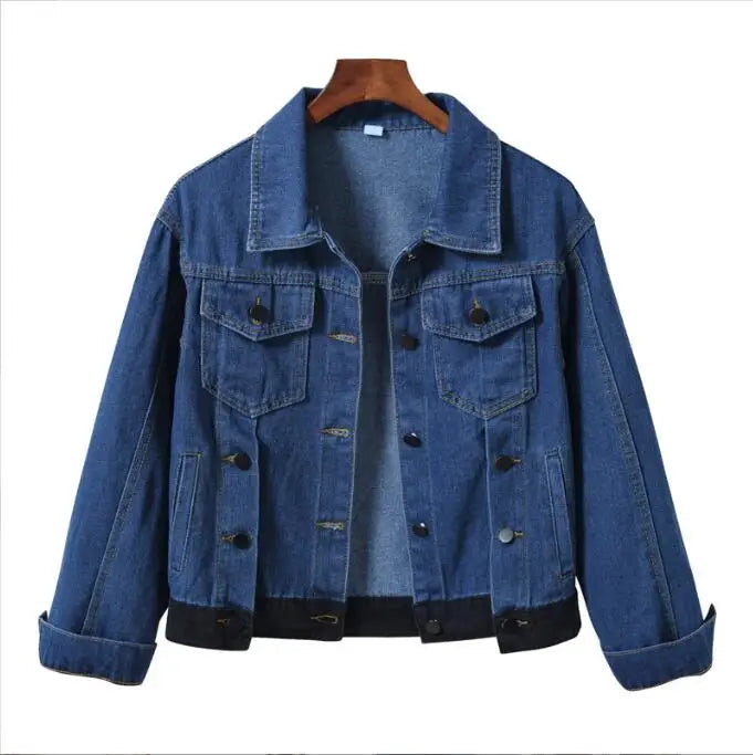 LVSANW Pure Color Women's Denim Jacket Single-breasted Lapel Coat Fashion Casual Tops Green Black Red Blue Outerwear Female Overcoat