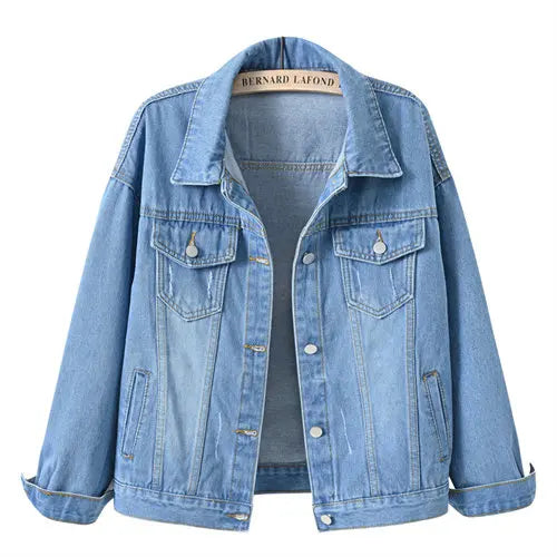 LVSANW Pure Color Women's Denim Jacket Single-breasted Lapel Coat Fashion Casual Tops Green Black Red Blue Outerwear Female Overcoat