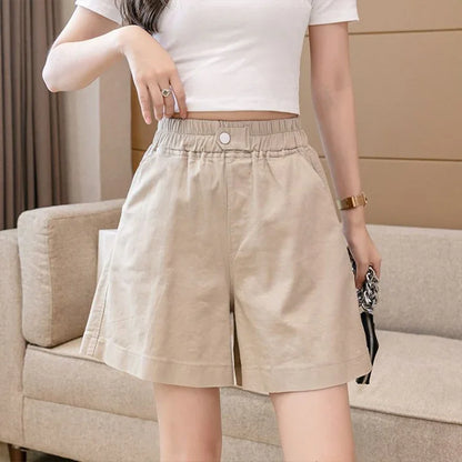 LVSANW Pure Cotton Washed Thin Shorts for Women's Summer 2024 New Korean Casual High Waisted Wide Leg Loose Slimming Quarter Pants