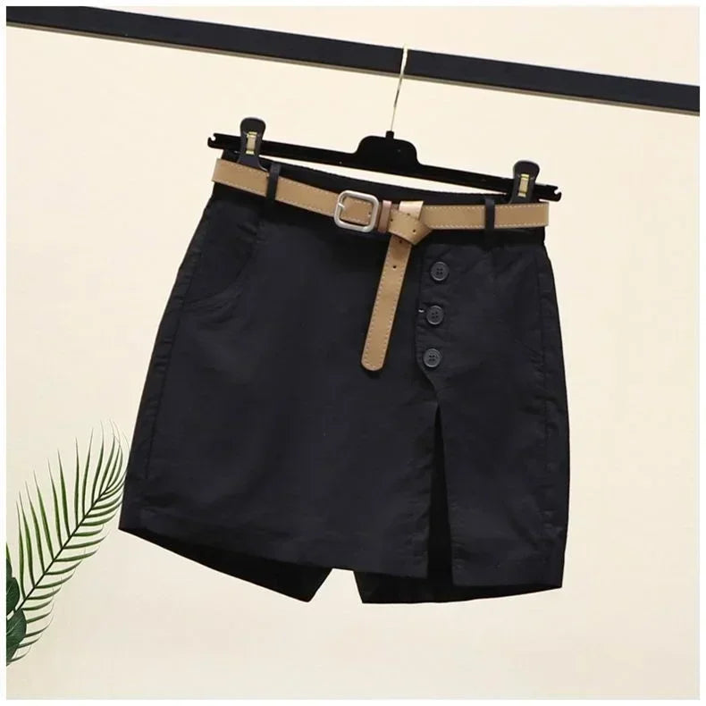 LVSANW Pure cotton casual shorts for women in 2024 summer wear Korean version versatile A-line pants summer pants women's shorts