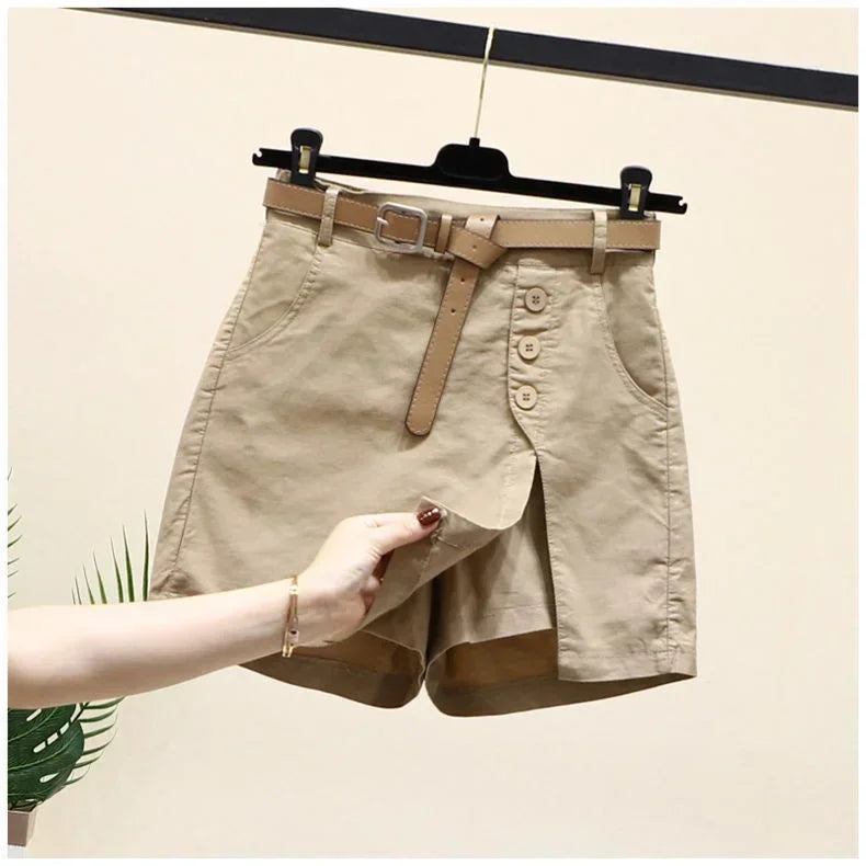 LVSANW Pure cotton casual shorts for women in 2024 summer wear Korean version versatile A-line pants summer pants women's shorts