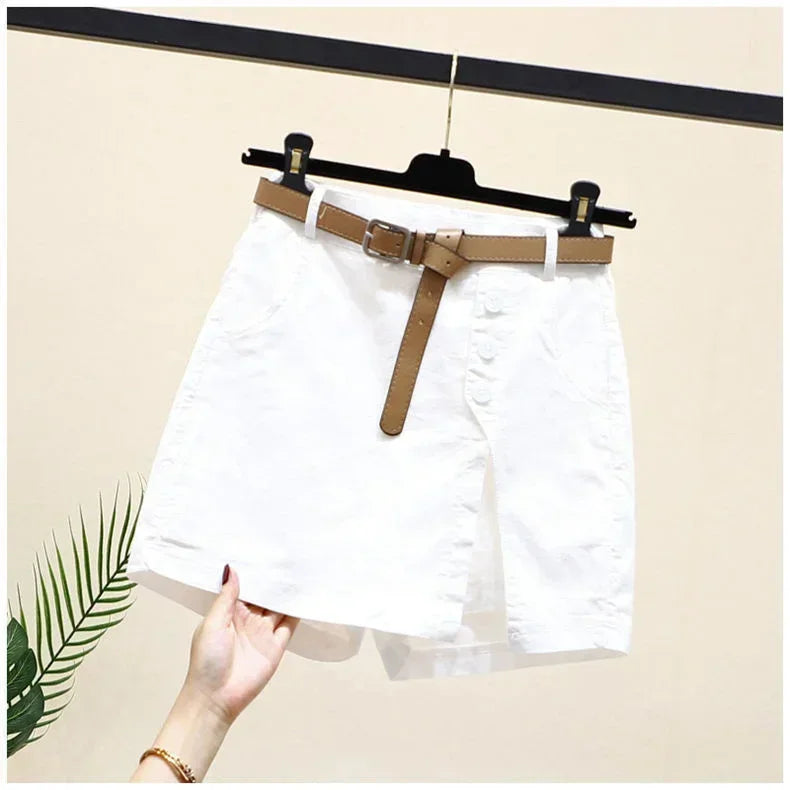 LVSANW Pure cotton casual shorts for women in 2024 summer wear Korean version versatile A-line pants summer pants women's shorts