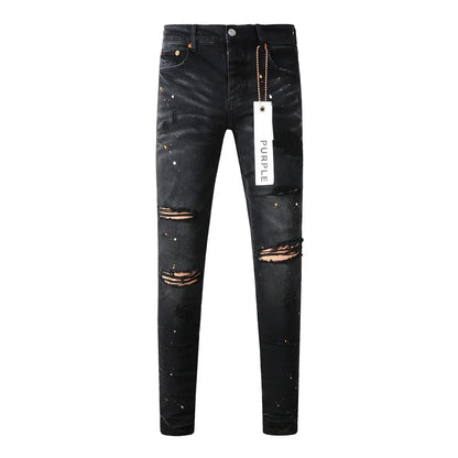 LVSANW Purple Jeans American High Street Paint Hole Black 9045 2024 New Fashion Trend High Quality Jeans