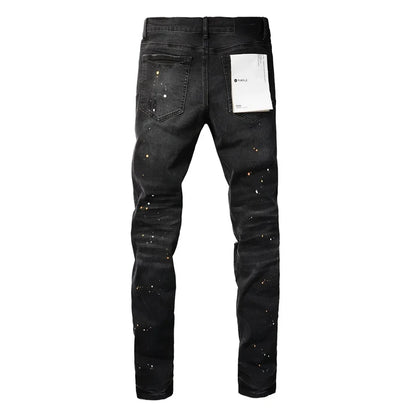 LVSANW Purple Jeans American High Street Paint Hole Black 9045 2024 New Fashion Trend High Quality Jeans