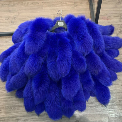 LVSANW Real Fur Tail Coats Lady Natural Fox Fur Scarf Women Winter Luxury Fluffy Fur Products for Lady 22-03