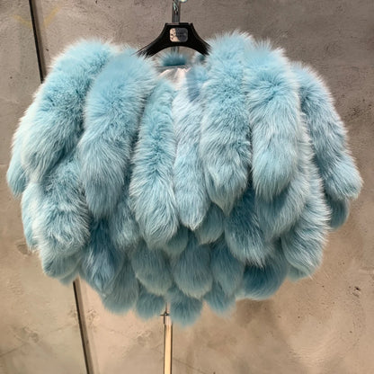 LVSANW Real Fur Tail Coats Lady Natural Fox Fur Scarf Women Winter Luxury Fluffy Fur Products for Lady 22-03