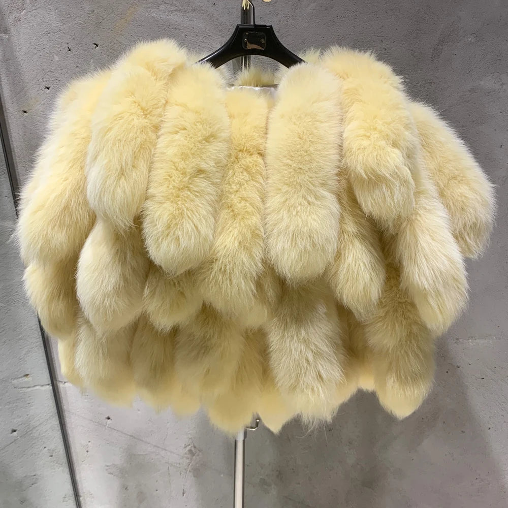 LVSANW Real Fur Tail Coats Lady Natural Fox Fur Scarf Women Winter Luxury Fluffy Fur Products for Lady 22-03