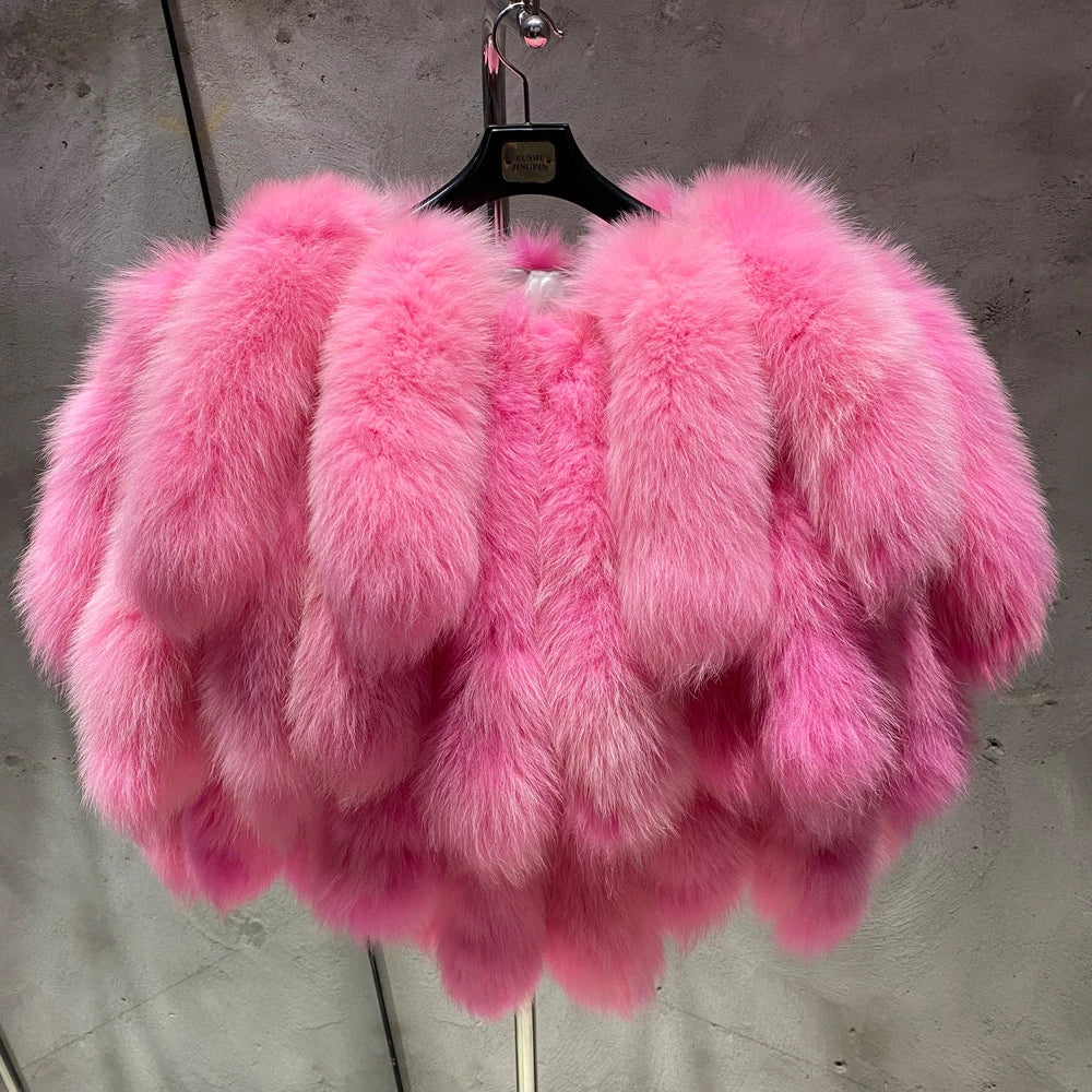 LVSANW Real Fur Tail Coats Lady Natural Fox Fur Scarf Women Winter Luxury Fluffy Fur Products for Lady 22-03