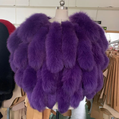 LVSANW Real Fur Tail Coats Lady Natural Fox Fur Scarf Women Winter Luxury Fluffy Fur Products for Lady 22-03