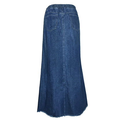 LVSANW Retro High Waisted Denim Skirt Women's Casual A-Line Maxi Skirt Retro Raw Edge Y2k Female Clothing Korean Style Jean Skirts 청치마