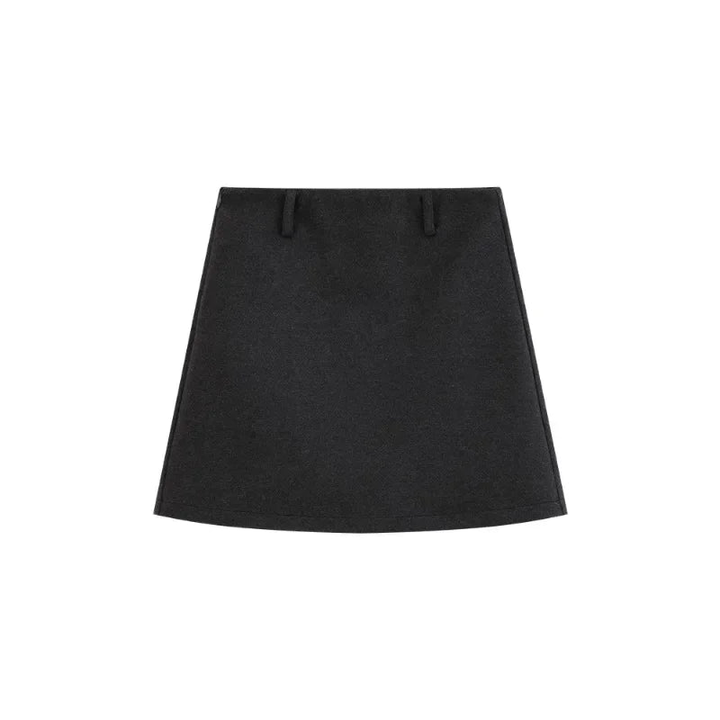 LVSANW Retro Style Wool-Like High-Waisted Mini Skirt Women Winter A-Line Slim Fit Anti-Exposure 2025 Elegant Skirt for Petite Figures