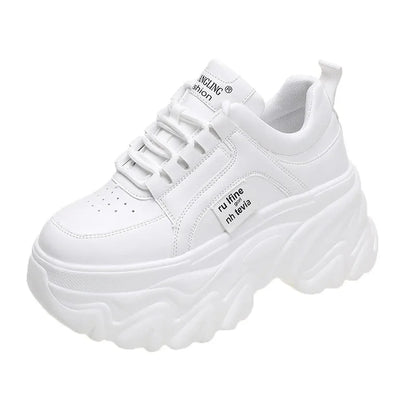 LVSANW Rimocy White Black Chunky Sneakers Women Spring Autumn Thick Bottom Dad Shoes Woman Fashion PU Leather Platform Sneakers Ladies