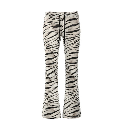 LVSANW Rockmore Zebra Striped Women's Low Waist Flare Pants Skinny Elastic Casual Print Fashion y2k Outfits Streetwear Trouser Harajuku