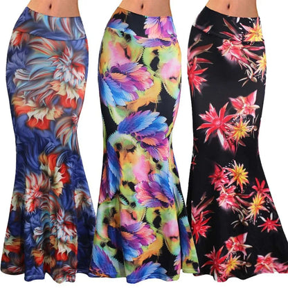 LVSANW S-3XL Spring Elastic High-waist Long Pencil Skirt For Women 2024 Printed Pencil Maxi Skirt Faldas Largas Mujer Para Fiesta