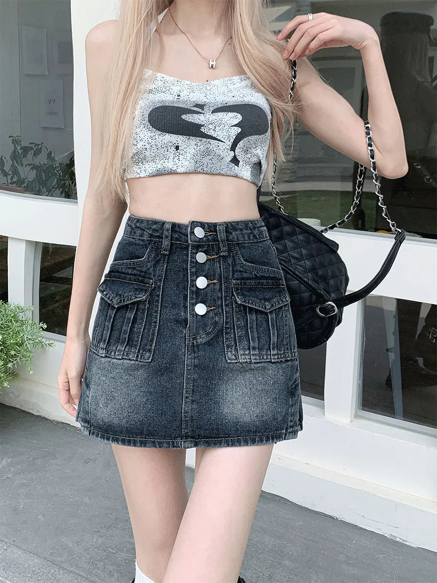 LVSANW S-5XL Women Mini Denim Skirt High Waist Slim Fit Wrap Hip Short Skirt Summer Large Size Hot Girl Short Skirt