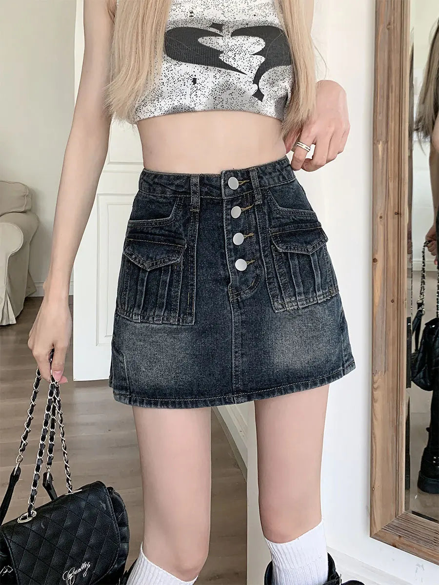 LVSANW S-5XL Women Mini Denim Skirt High Waist Slim Fit Wrap Hip Short Skirt Summer Large Size Hot Girl Short Skirt