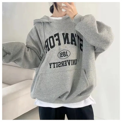 LVSANW Fleece-lined Zip-up Hoodie Women Thin Japan Letters Women clothes Loose Autumn and Winter Thickened Outerwear Plus size Top K...