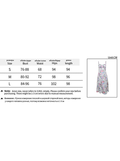 LVSANW Women Sling Dress Spaghetti Straps Low-cut Flower Print Midi Dress 2025 Summer Party Vacation Casual Retro