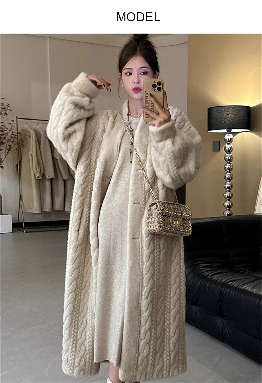 LVSANW 2025 winter thick women's long imitation mink plush cardigan with integrated fur and eco-friendly imitation fur coat